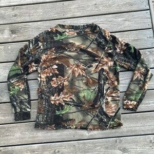 Trail‎ Crest Mens Fuzzy Camouflage Crewneck Sweater Woodland Camo Fleece Large L